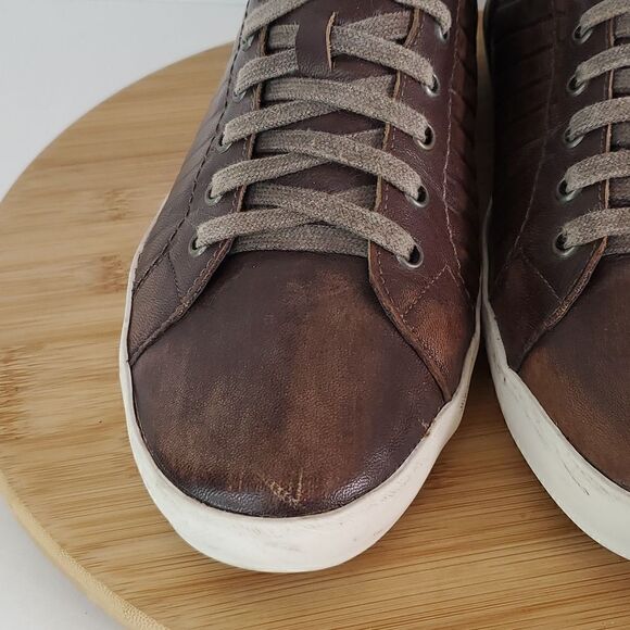 Democrata Men's Brown Leather Sneakers EU 43 - Picture 3 of 12